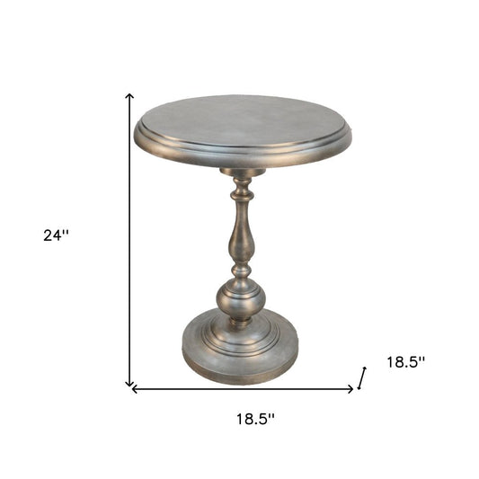 24" Nickel Iron Round Pedestal End Table HomeRoots
