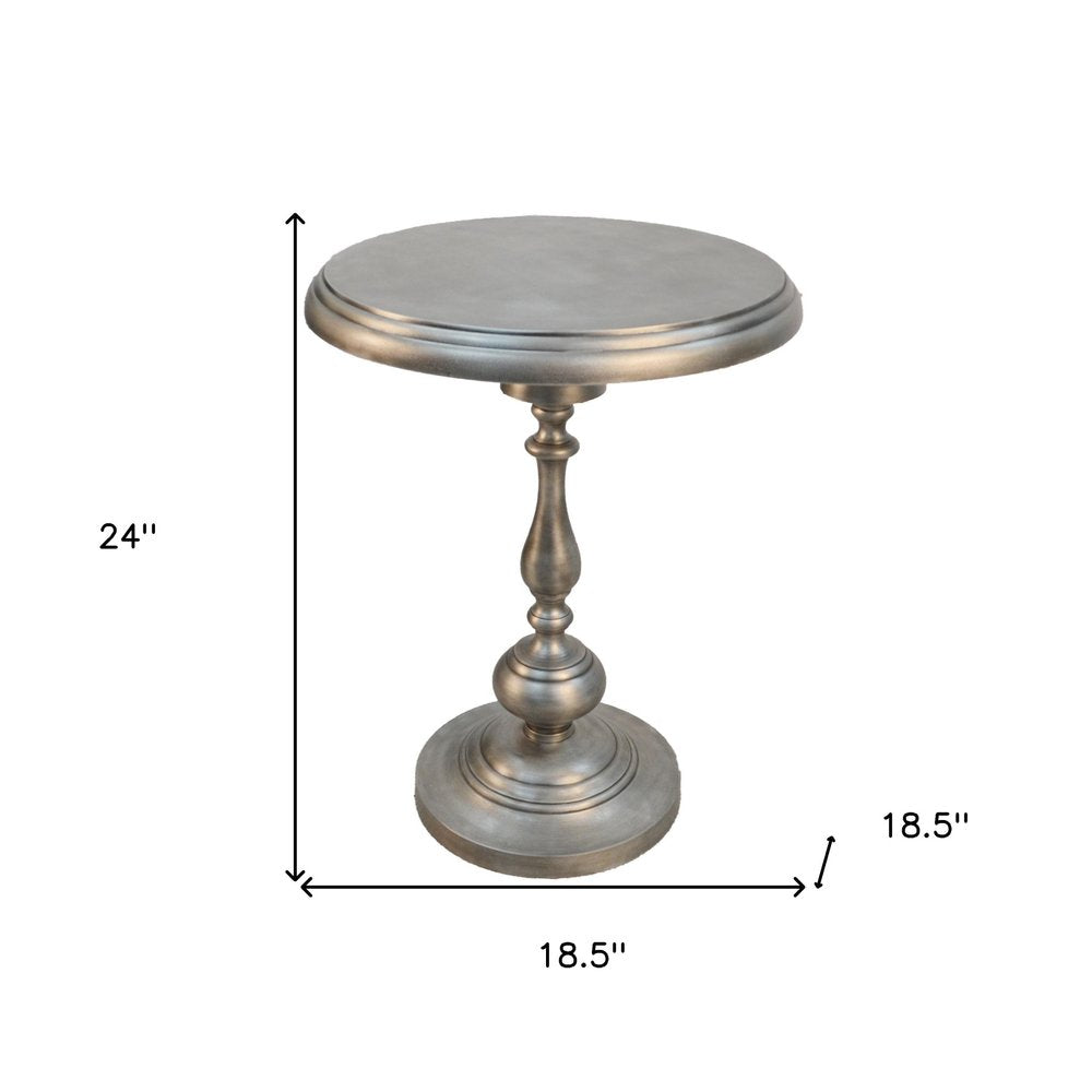 24" Nickel Iron Round Pedestal End Table HomeRoots