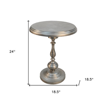 24" Nickel Iron Round Pedestal End Table HomeRoots