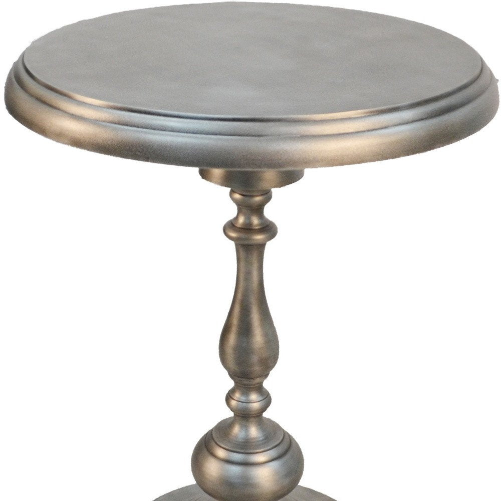 24" Nickel Iron Round Pedestal End Table HomeRoots