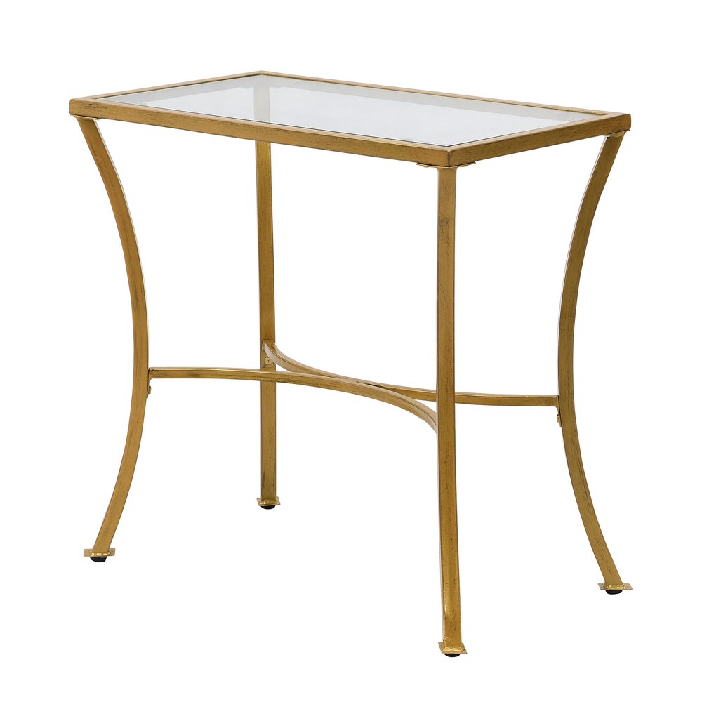 24" Gold Distressed Iron Round Pedestal End Table HomeRoots
