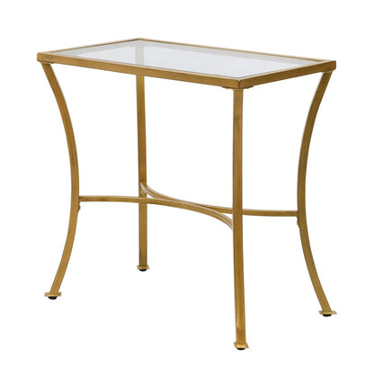 24" Gold Distressed Iron Round Pedestal End Table HomeRoots