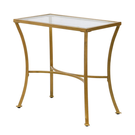 24" Gold Distressed Iron Round Pedestal End Table HomeRoots