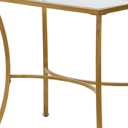 24" Gold Distressed Iron Round Pedestal End Table HomeRoots