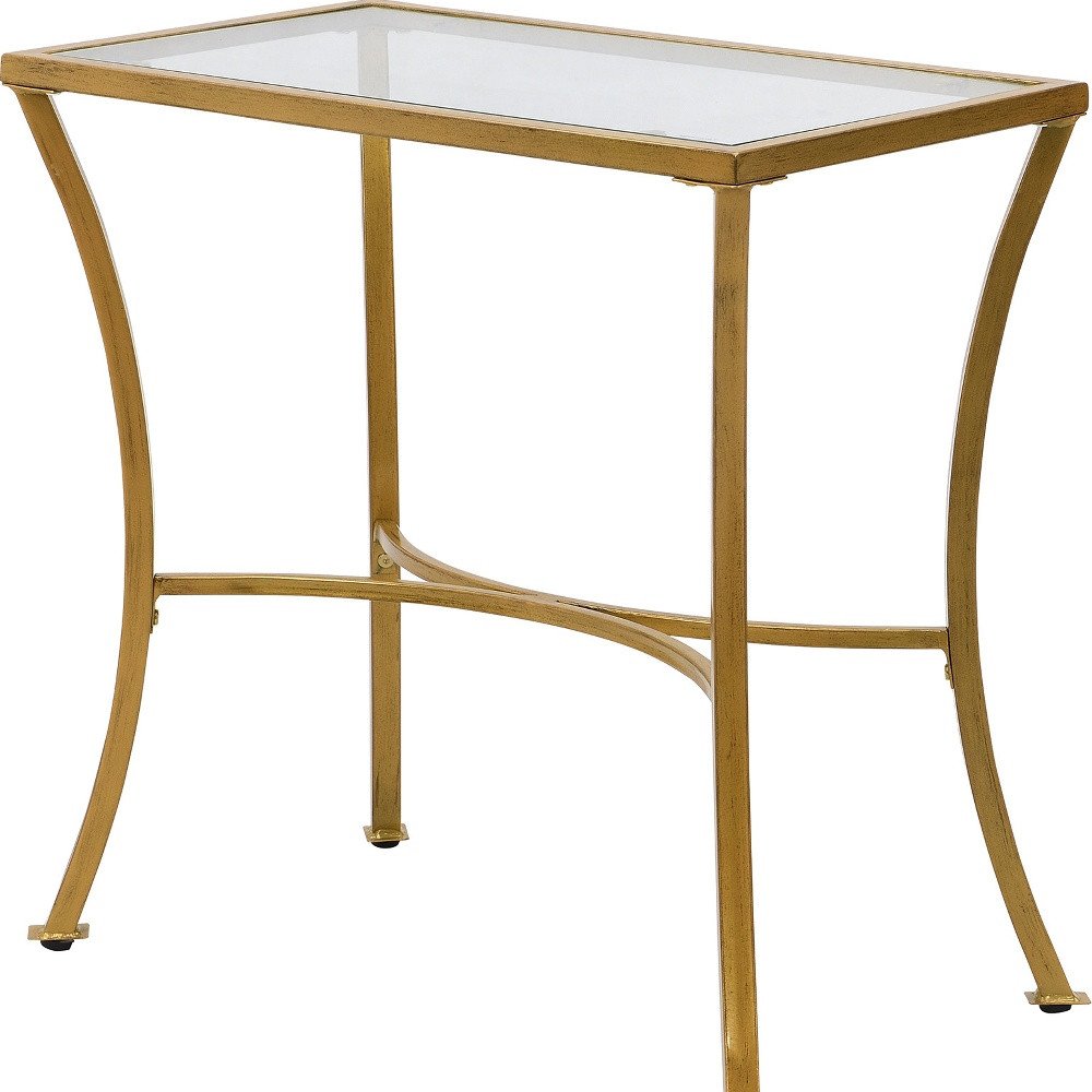 24" Gold Distressed Iron Round Pedestal End Table HomeRoots