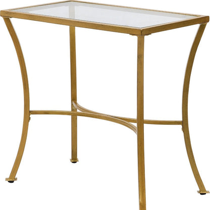 24" Gold Distressed Iron Round Pedestal End Table HomeRoots