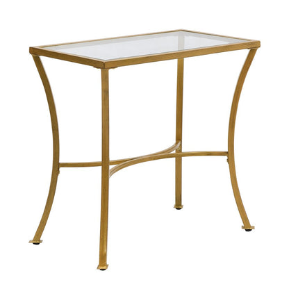 24" Gold Distressed Iron Round Pedestal End Table HomeRoots