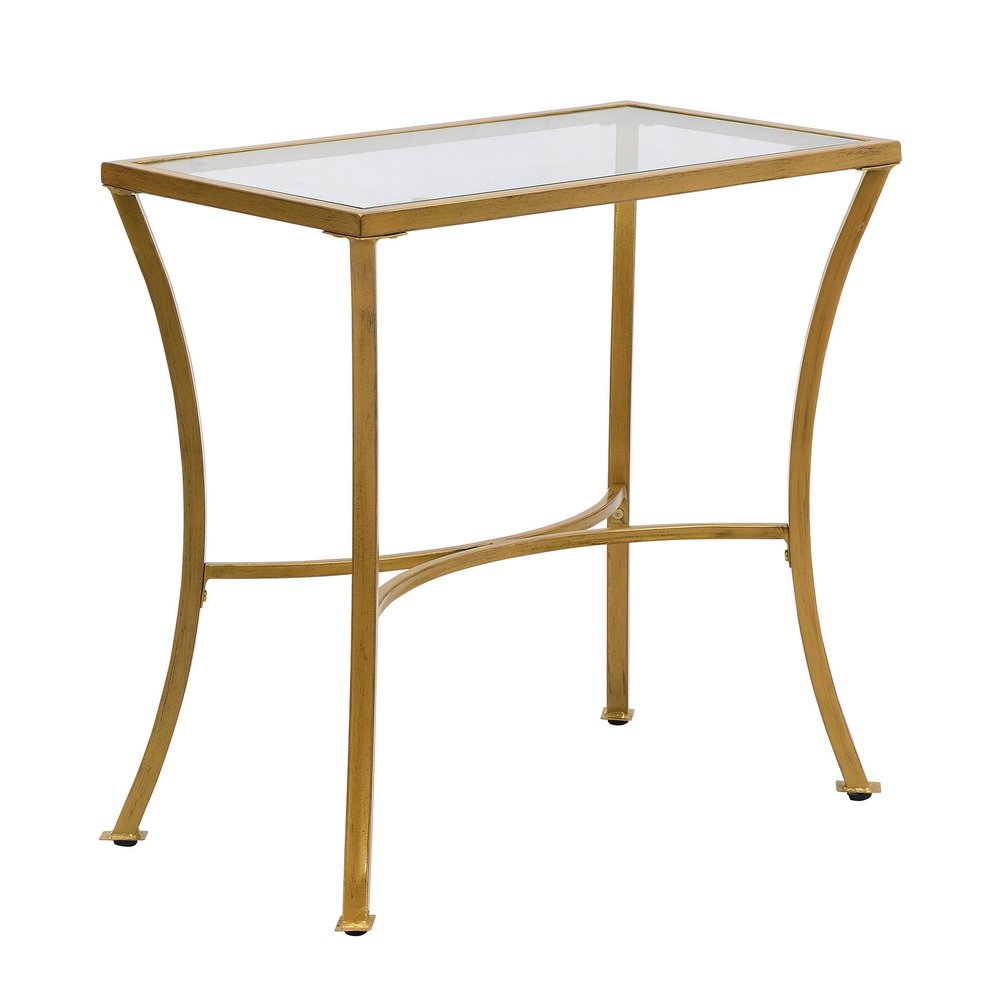 24" Gold Distressed Iron Round Pedestal End Table HomeRoots