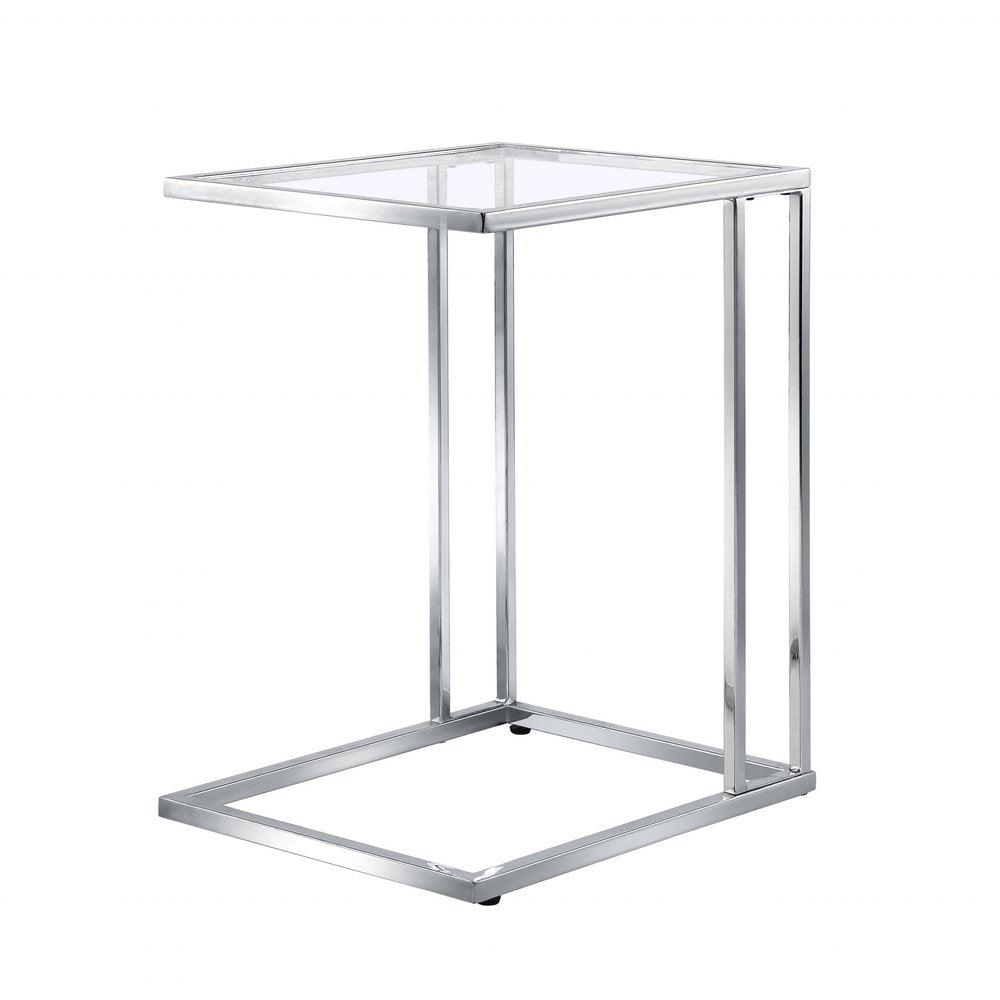 25" Chrome And Clear Glass Square End Table — view 2