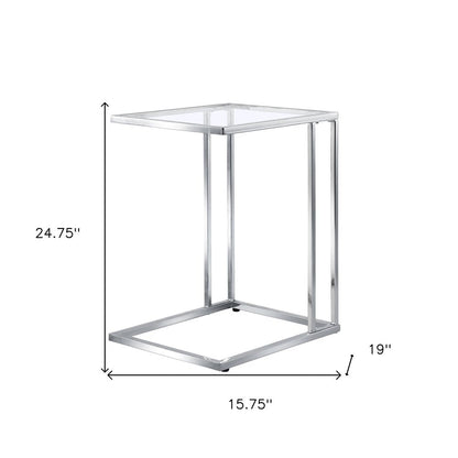 25" Chrome And Clear Glass Square End Table HomeRoots