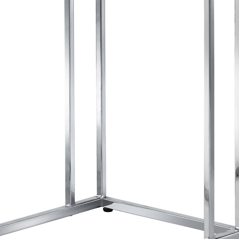 25" Chrome And Clear Glass Square End Table — view 3