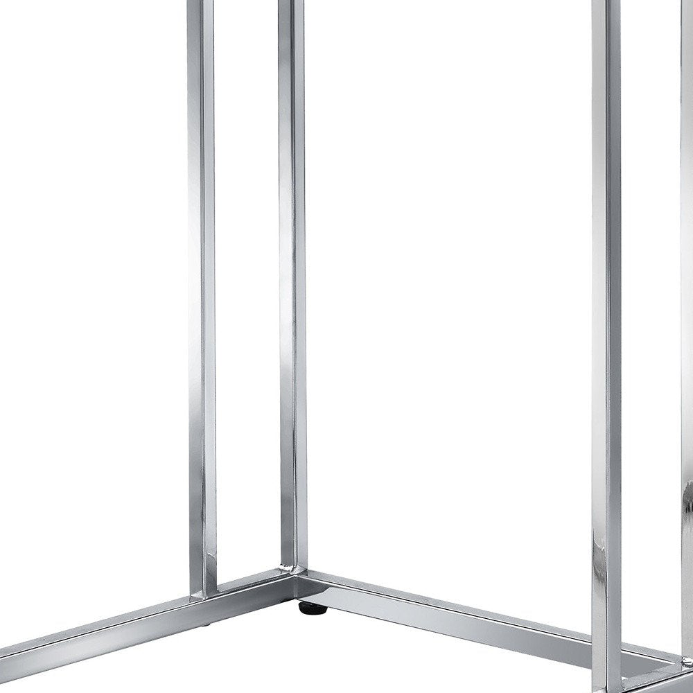 25" Chrome And Clear Glass Square End Table — view 3
