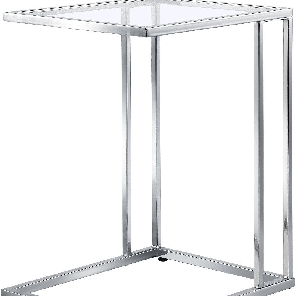 25" Chrome And Clear Glass Square End Table — view 4