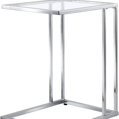 25" Chrome And Clear Glass Square End Table HomeRoots