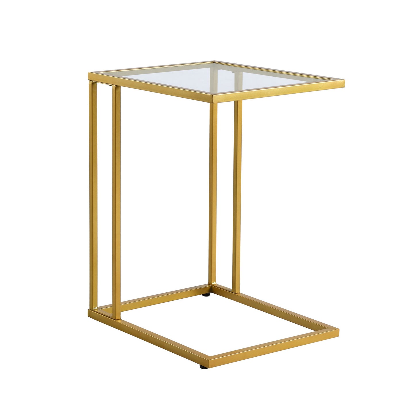 25" Gold And Clear Glass Square End Table