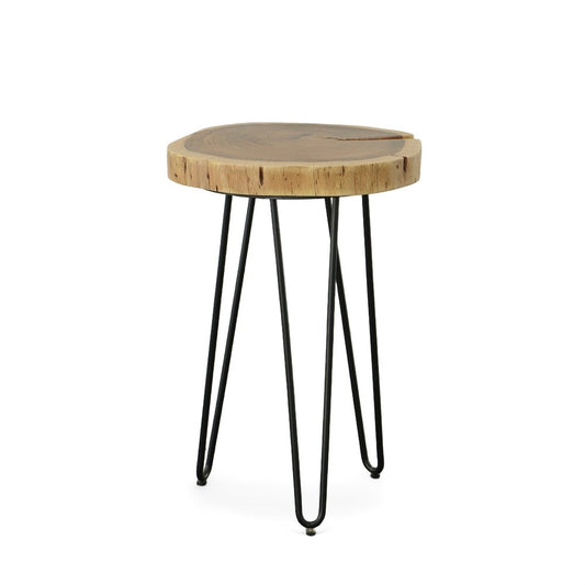 26" Black Solid Wood And Iron Round End Table HomeRoots