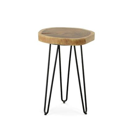 26" Black Solid Wood And Iron Round End Table HomeRoots