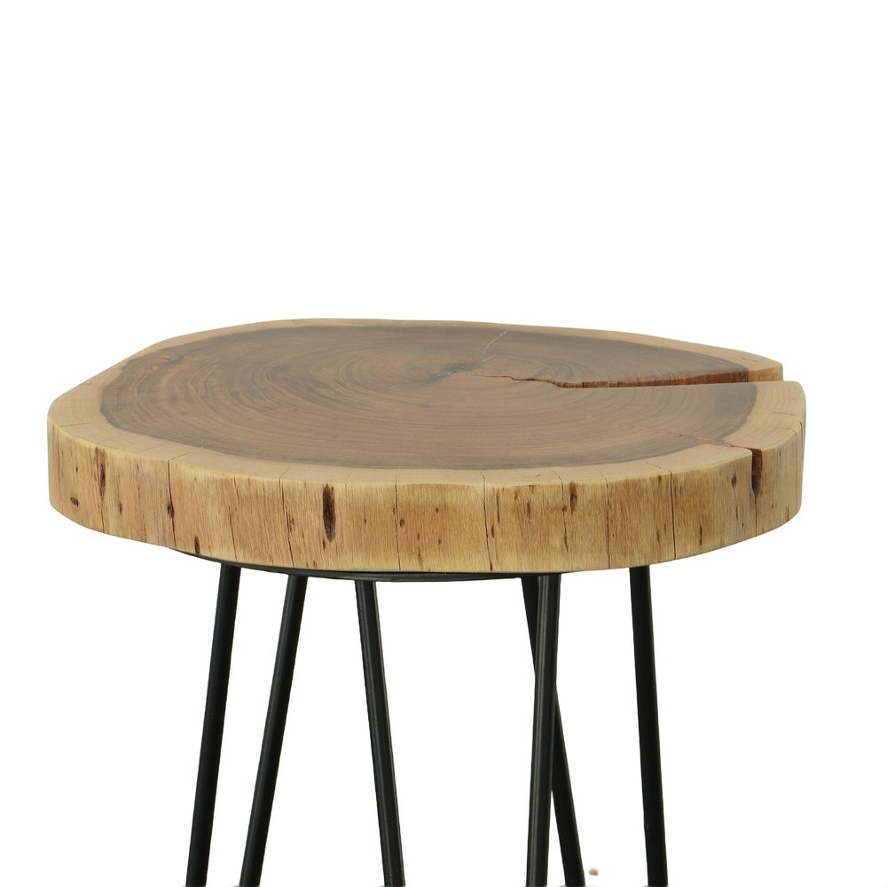 26" Black Solid Wood And Iron Round End Table HomeRoots