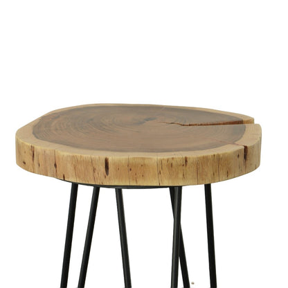26" Black Solid Wood And Iron Round End Table HomeRoots
