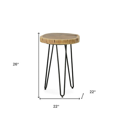 26" Black Solid Wood And Iron Round End Table HomeRoots