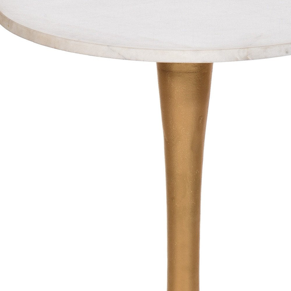 19" Gold And White Marble Round End Table HomeRoots