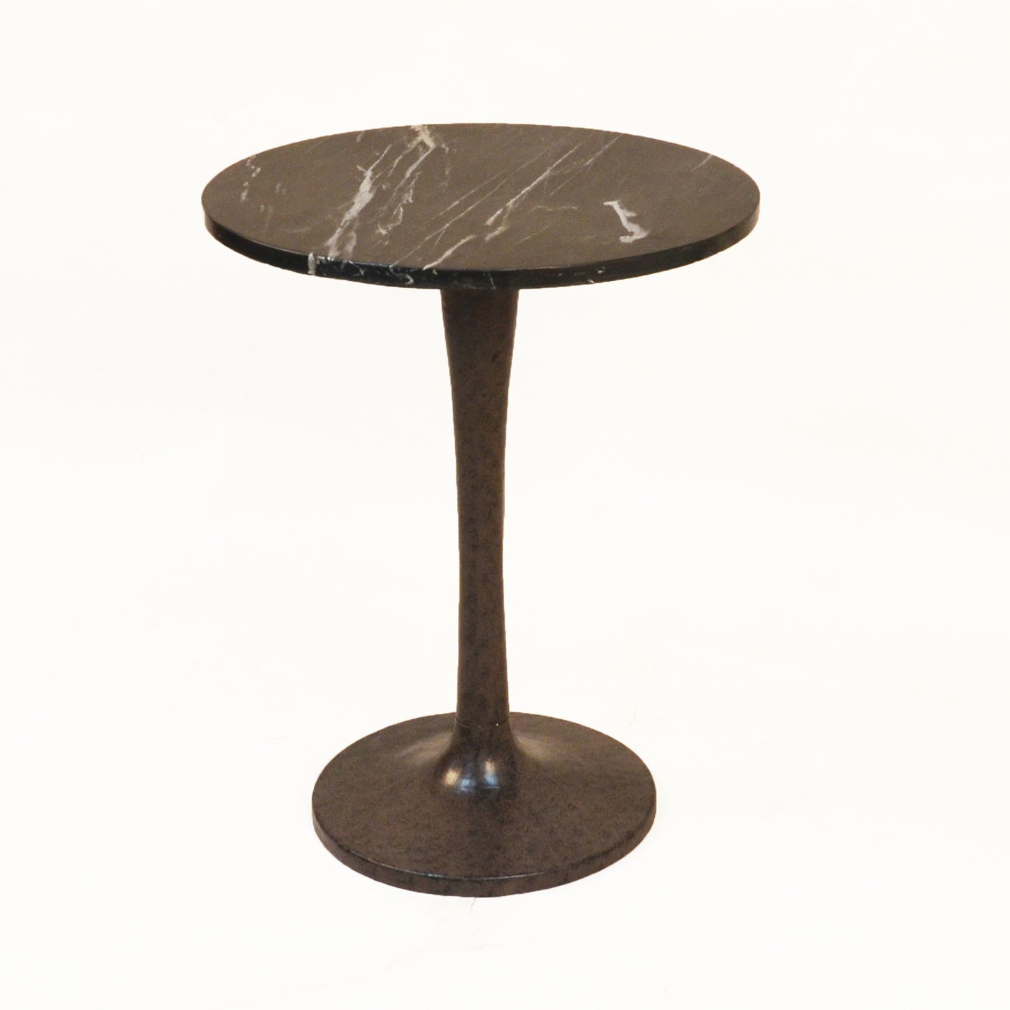 19" Black Marble Round End Table