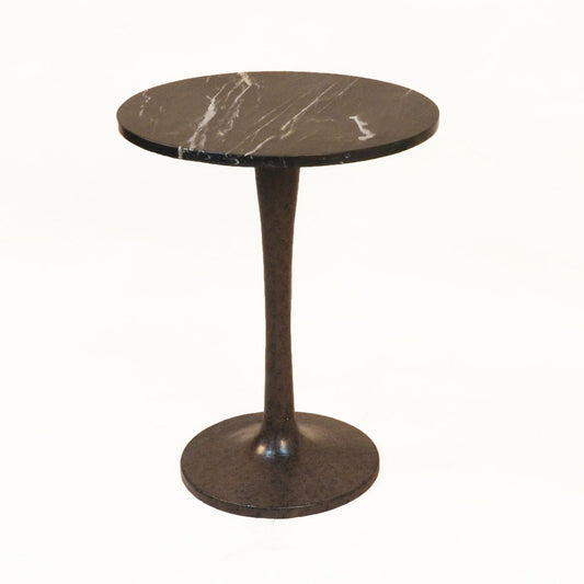 19" Black Marble Round End Table HomeRoots