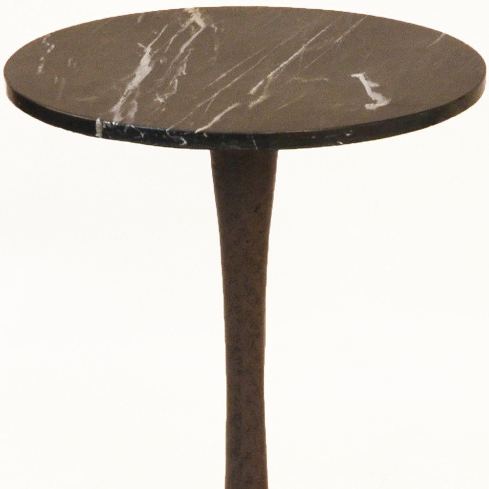 19" Black Marble Round End Table HomeRoots