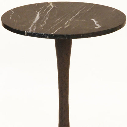 19" Black Marble Round End Table HomeRoots