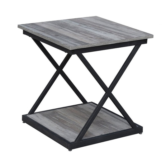 20" Black And Brown Manufactured Wood Square End Table HomeRoots