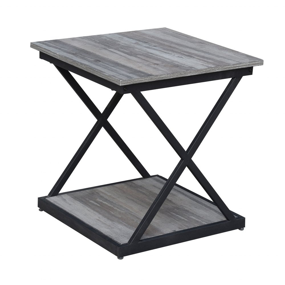 20" Black And Brown Manufactured Wood Square End Table HomeRoots