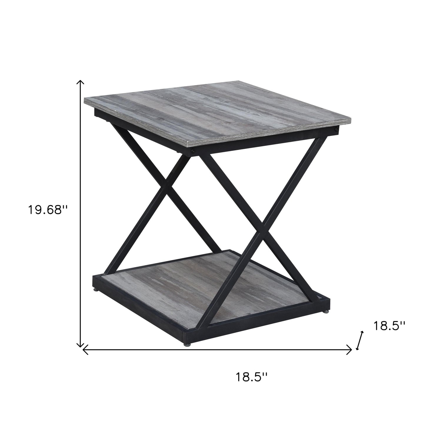 20" Black And Brown Manufactured Wood Square End Table