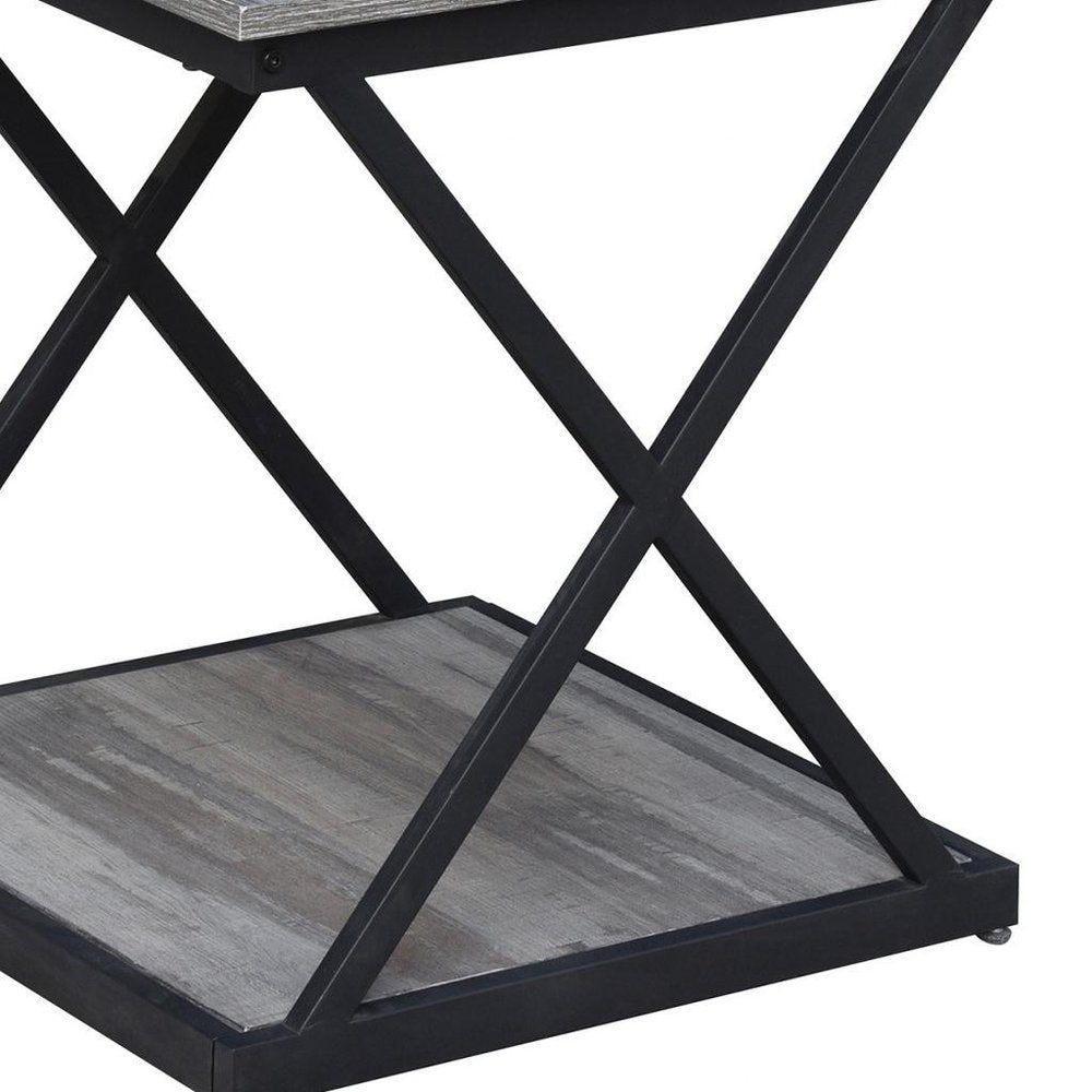 20" Black And Brown Manufactured Wood Square End Table HomeRoots