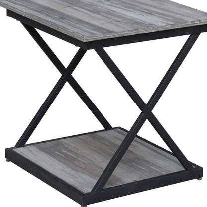 20" Black And Brown Manufactured Wood Square End Table HomeRoots