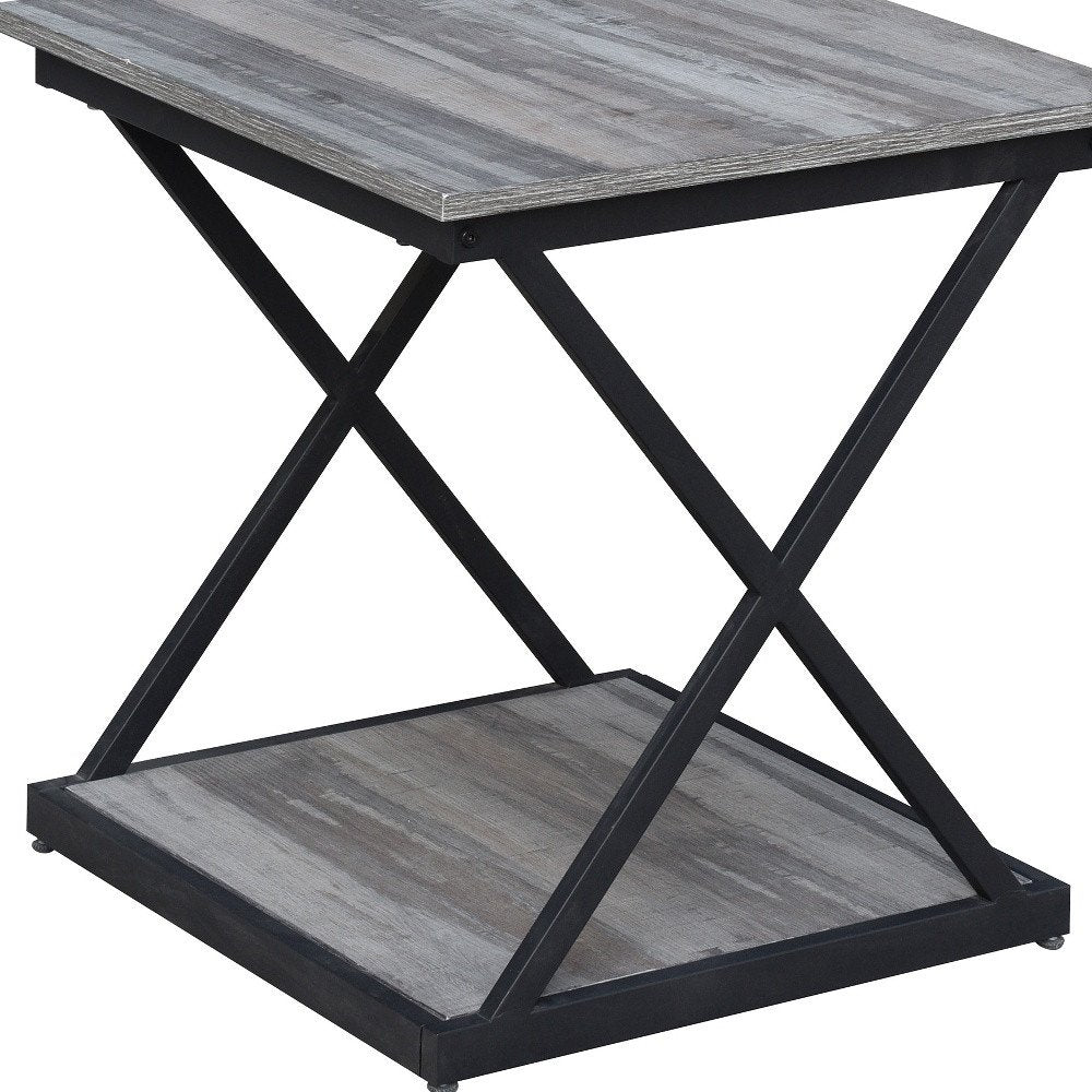 20" Black And Brown Manufactured Wood Square End Table HomeRoots