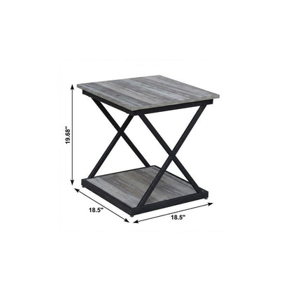 20" Black And Brown Manufactured Wood Square End Table HomeRoots