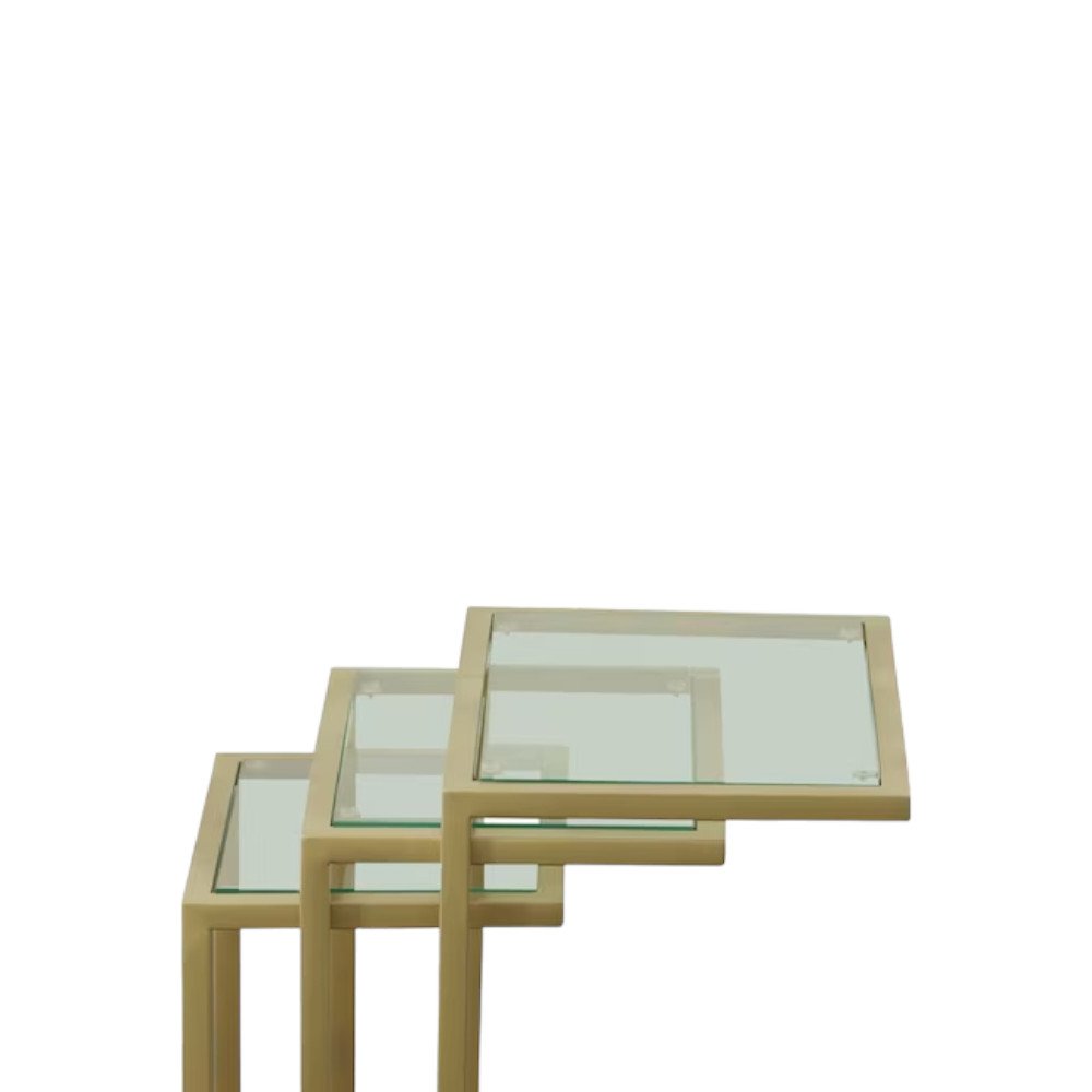 24" Gold Glass Rectangular End Table HomeRoots