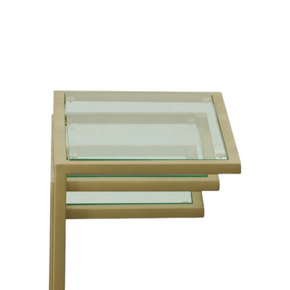 24" Gold Glass Rectangular End Table HomeRoots