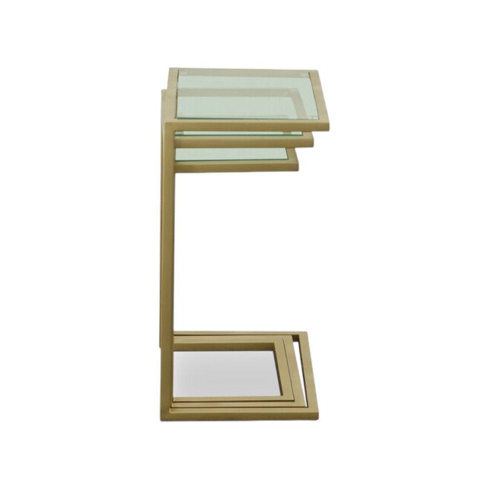 24" Gold Glass Rectangular End Table HomeRoots