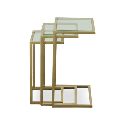 24" Gold Glass Rectangular End Table HomeRoots