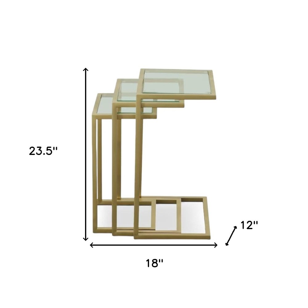 24" Gold Glass Rectangular End Table HomeRoots