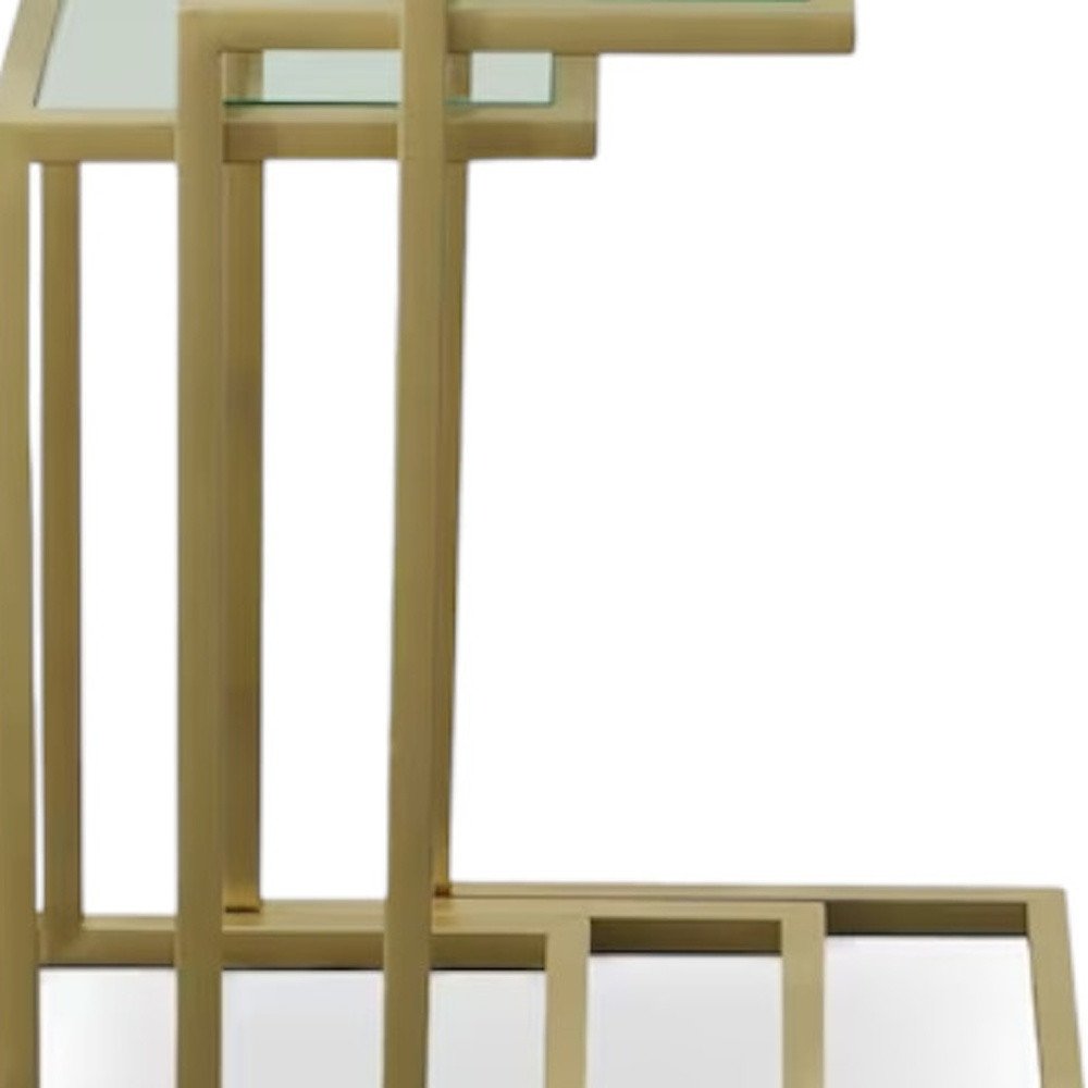 24" Gold Glass Rectangular End Table HomeRoots