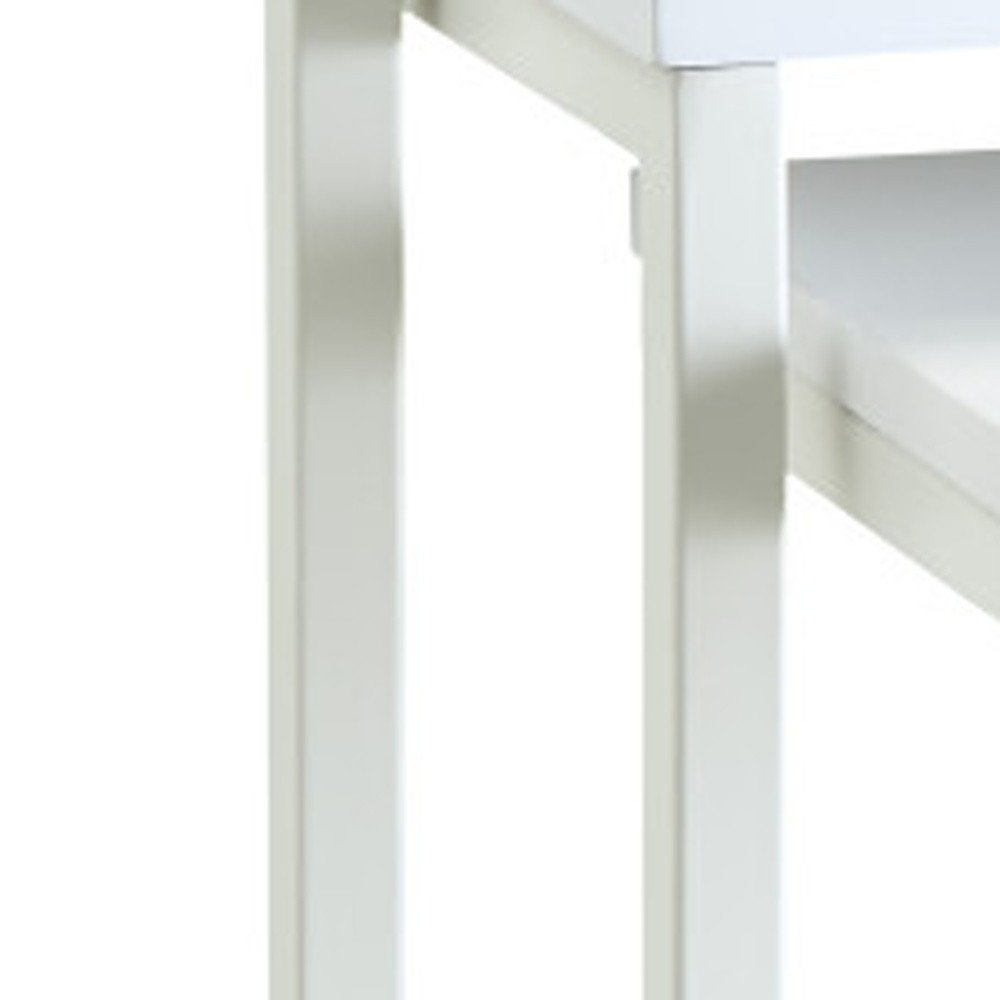 Set of Three White Solid Wood and Steel Frame Nested Tables HomeRoots