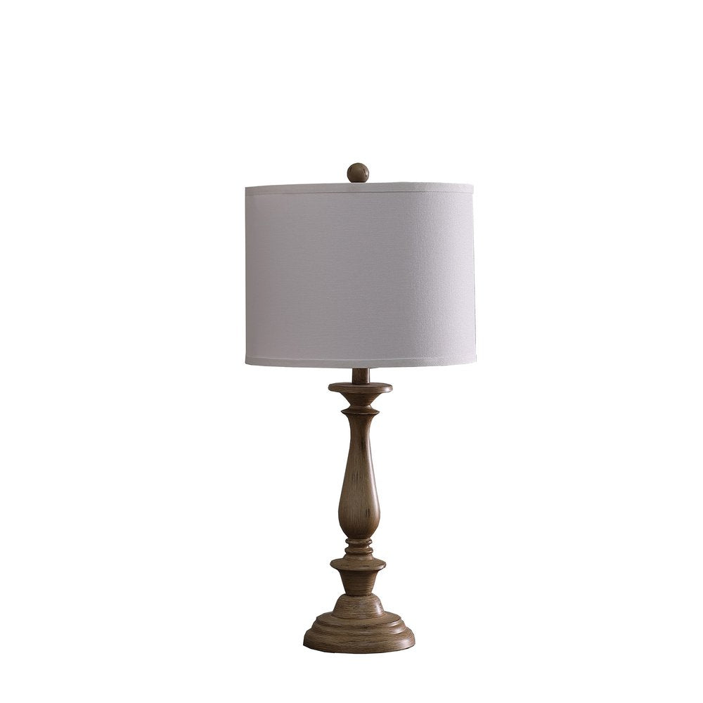 28" Rustic Taupe Cream Candlestick Table Lamp With White Shade — view 1