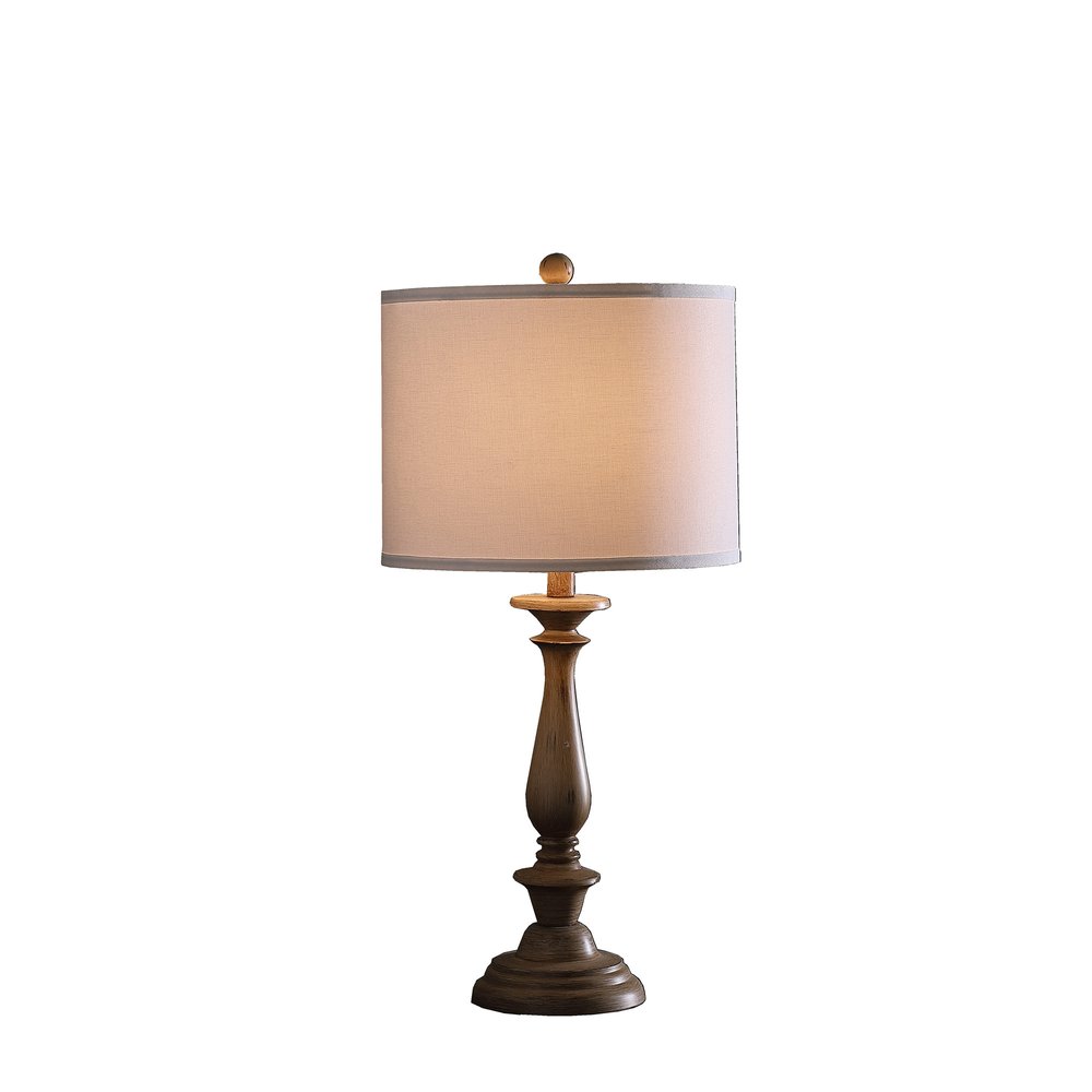 28" Rustic Taupe Cream Candlestick Table Lamp With White Shade — view 2