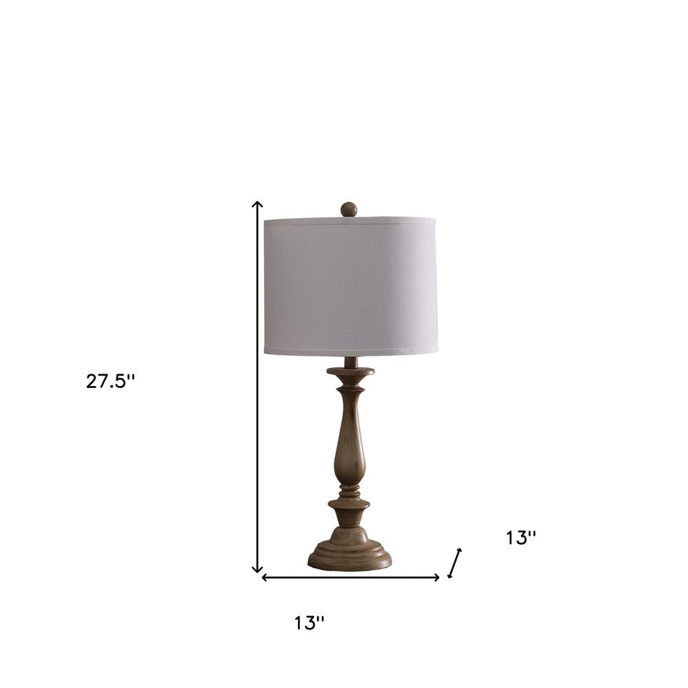 28" Rustic Taupe Cream Candlestick Table Lamp With White Shade — view 5