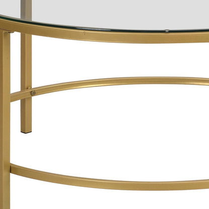 36" Gold And Clear Glass Round Coffee Table HomeRoots