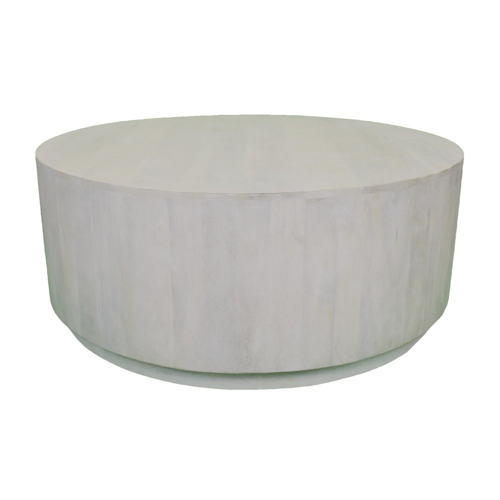 42" Rustic White Solid Wood Round Distressed Coffee Table HomeRoots