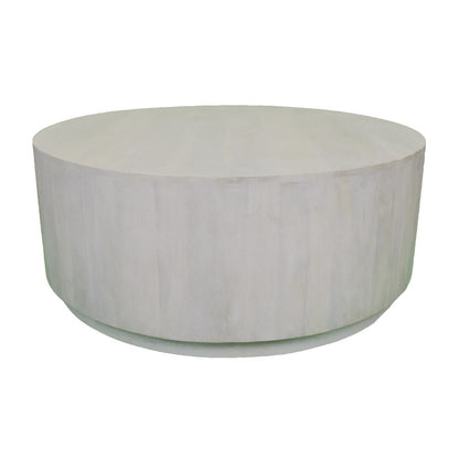 42" Rustic White Solid Wood Round Distressed Coffee Table HomeRoots