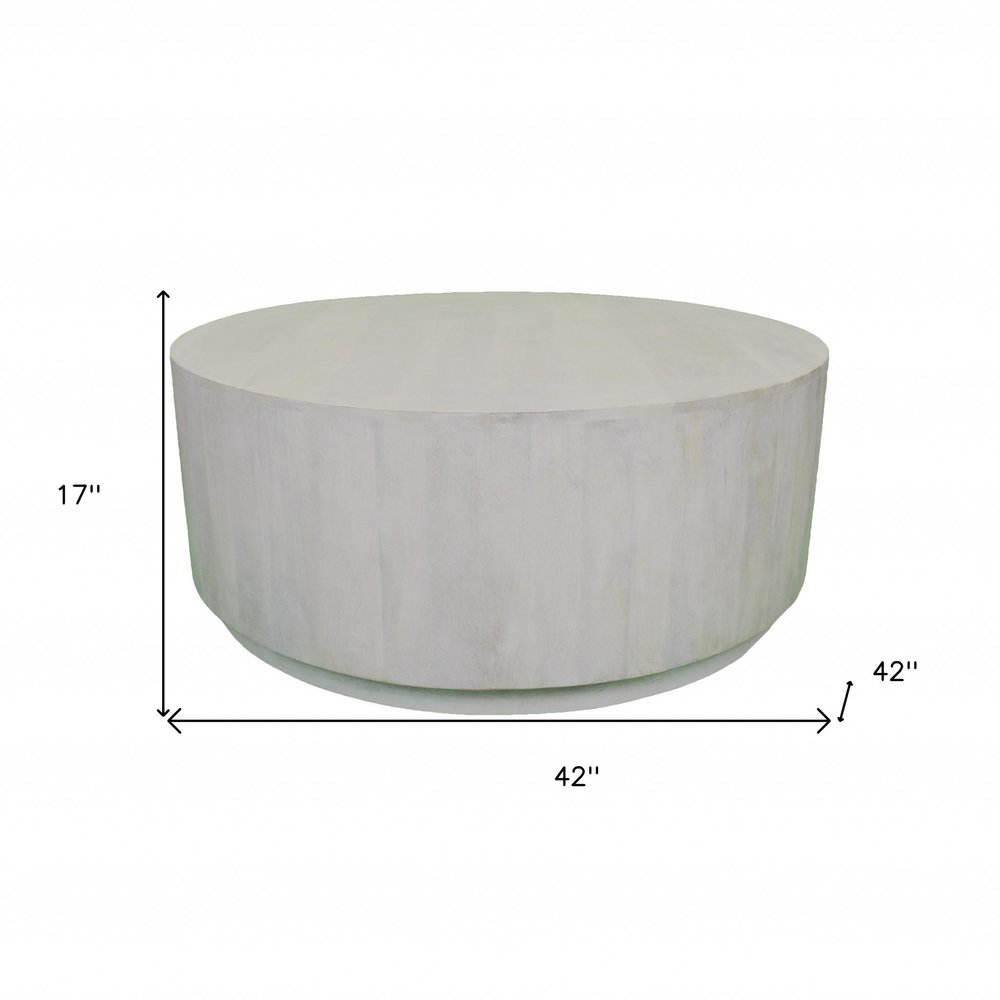 42" Rustic White Solid Wood Round Distressed Coffee Table HomeRoots